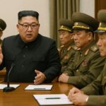 North Korean dictator Kim Jong-Un holds a staff meeting shortly before the execution of another senior North Korean military official.