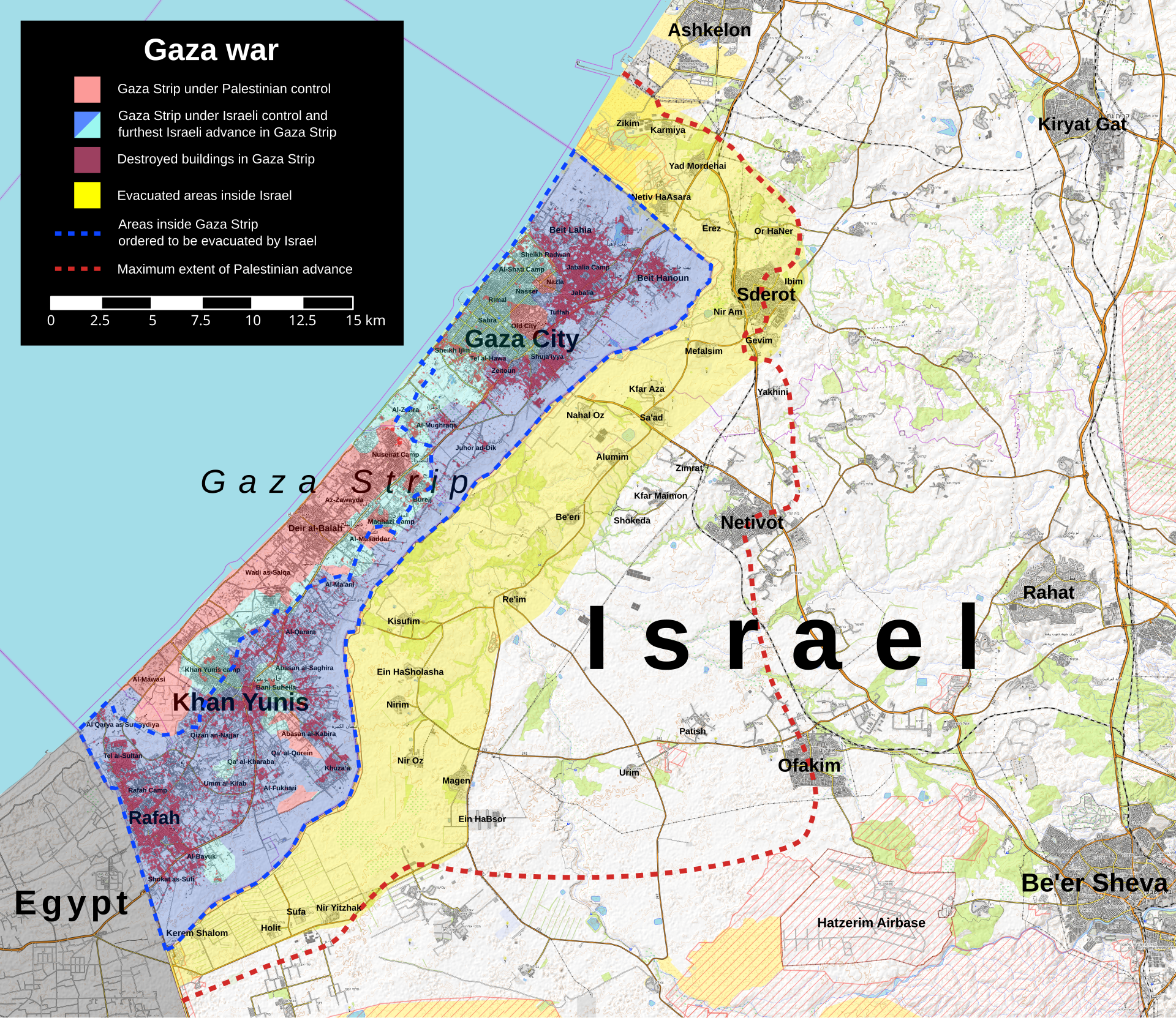 Map of Israel's genocidal War in Gaza.